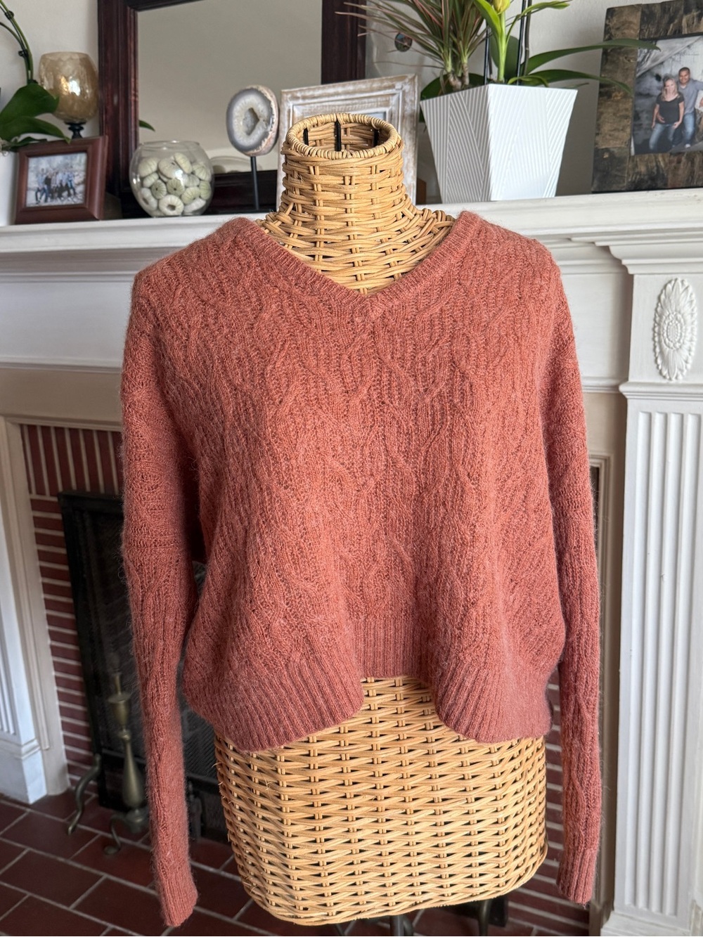 Madewell Alna alpaca blend rust vneck sweater XL
